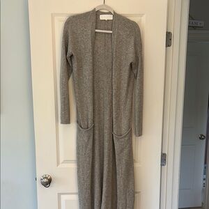 Quinn 100% Cashmere Heather Gray Open Cardigan, S